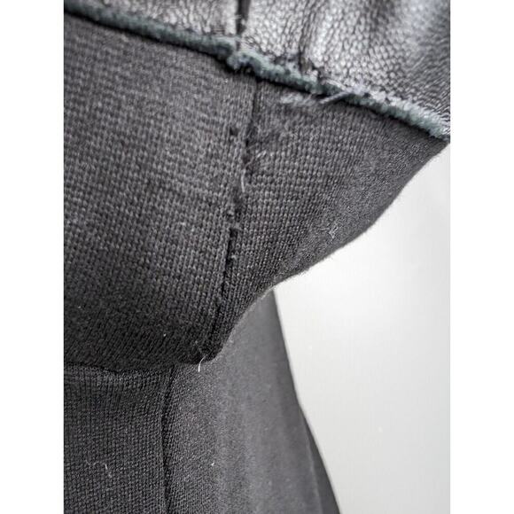 The Kooples Lamb Leather Trim Pleated Black A Line Deep V NWT Mini Dress 38 US 8 - Picture 5 of 10
